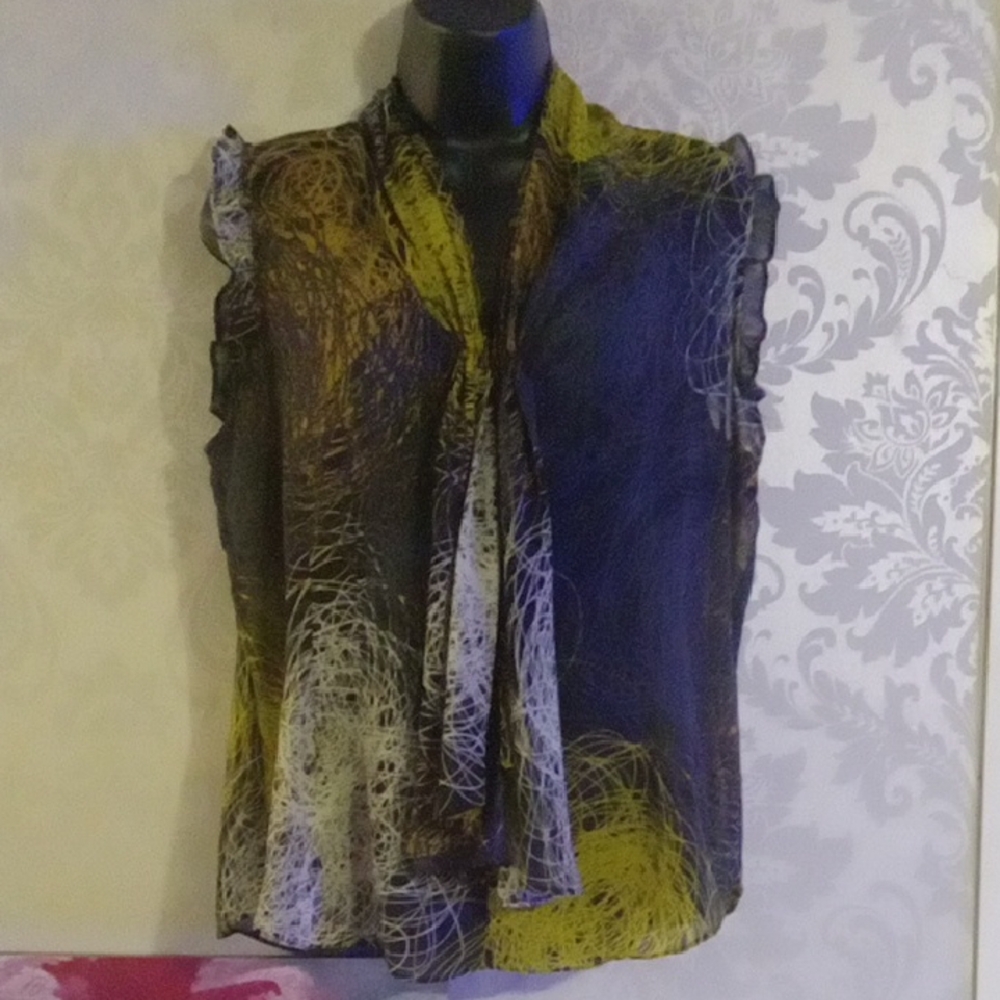 Chic Multicolor Sheer Women's Blouse